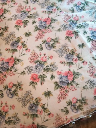 Colcha Cama 90cm Flores Azul y Rosa