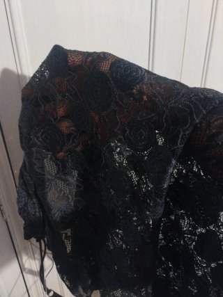 Camisón encaje negro/gris