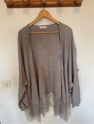 Cárdigan Boho Chic Encaje Perlas Talla Única