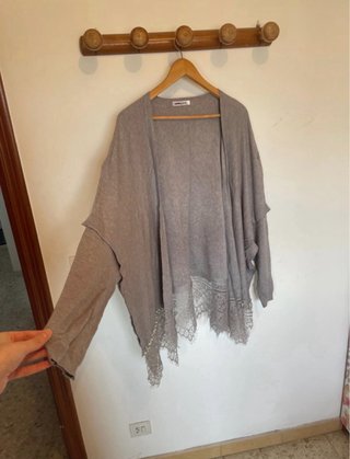 Cárdigan Boho Chic Encaje Perlas Talla Única