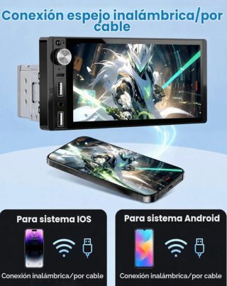 Radio Coche 1 DIN CarPlay Android 6.9