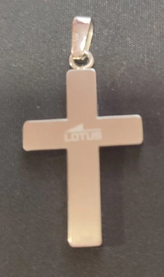 Colgante Cruz Lotus Style Plata y Negro