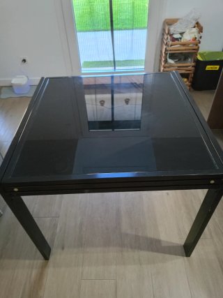 Mesa Cocina Negra Cristal y Metal