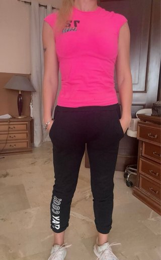 T-shirt sportiva Pompea rosa neon S/M