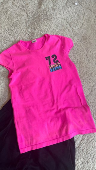 T-shirt sportiva Pompea rosa neon S/M