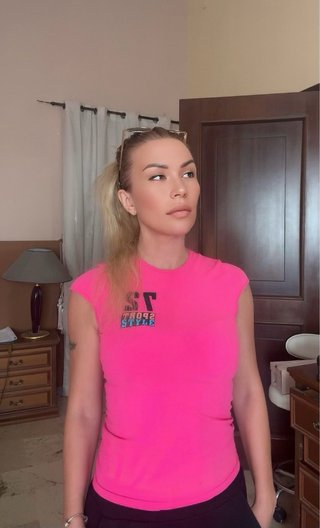 T-shirt sportiva Pompea rosa neon S/M
