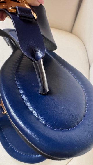Sandali infradito blu scuro fibbia oro 38