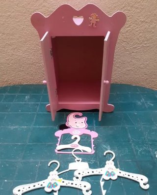 Armario Juguete Madera Rosa Muñecas