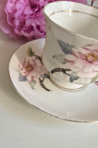 Taza y platillo de porcelana inglesa