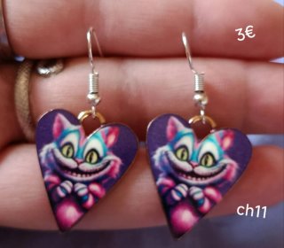 Pendientes Corazón Gato Cheshire