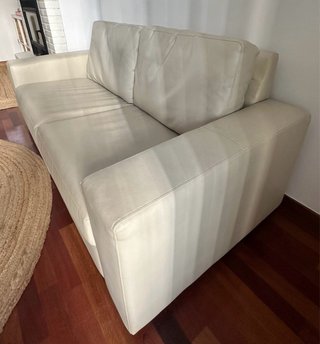 Sofá 2 plazas cuero beige