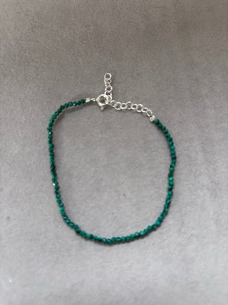 Pulsera Plata 925 y Malaquita 2mm