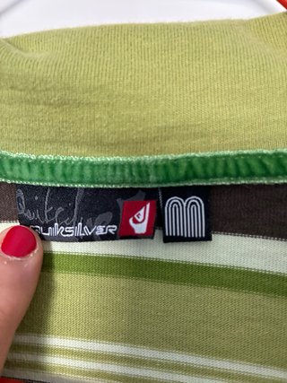 Camisa Quiksilver manga larga rayas verdes