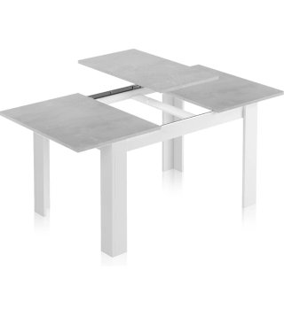 Mesa de comedor gris cemento y blanca