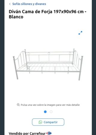 Diván Cama Forja 197x90x96 cm Blanco