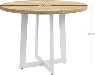 Tavolo da Pranzo Rotondo per 4 Persone, Tavolo da Cucina Moderno con Piano in Legno, Ø100X75Cm, Bianco