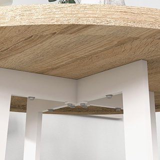 Tavolo da Pranzo Rotondo per 4 Persone, Tavolo da Cucina Moderno con Piano in Legno, Ø100X75Cm, Bianco