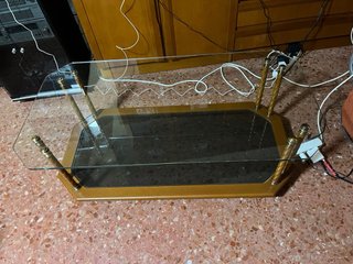 Mesa de centro cristal y madera