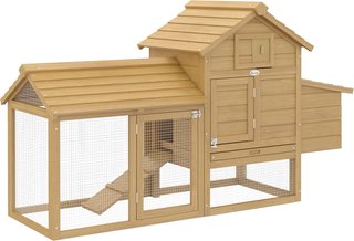 Gallinero para Gallinas Ponedoras de Exterior de Madera con Cercado para Jardín, 150.5X54X87 Cm