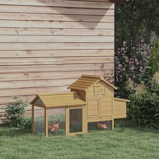 Gallinero para Gallinas Ponedoras de Exterior de Madera con Cercado para Jardín, 150.5X54X87 Cm