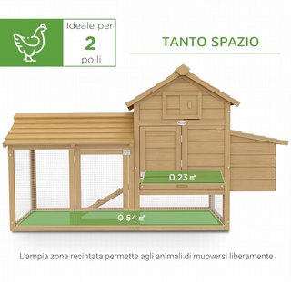 Gallinero para Gallinas Ponedoras de Exterior de Madera con Cercado para Jardín, 150.5X54X87 Cm