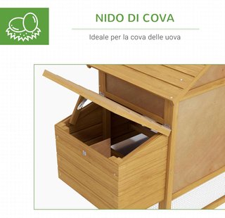 Gallinero para Gallinas Ponedoras de Exterior de Madera con Cercado para Jardín, 150.5X54X87 Cm