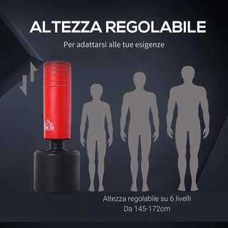 Saco De Boxeo De Suelo Pesado Con Altura Ajustable (145-172Cm), Saco De Boxeo Con Base Para Llenar Con Agua (100Kg) Arena (120Kg)