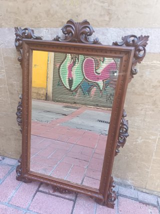 Espejo Antiguo Madera Tallada
