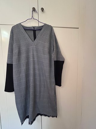 Vestido cuadros blanco y negro talla 50