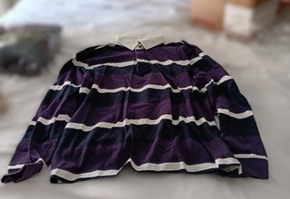 Polo Massimo Dutti XL Rayas Morado Blanco