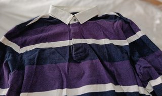 Polo Massimo Dutti XL Rayas Morado Blanco