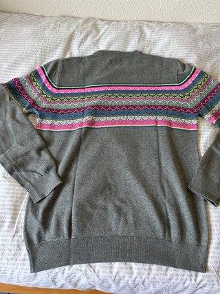 Jersey gris Threadbare franja Fair Isle Talla M