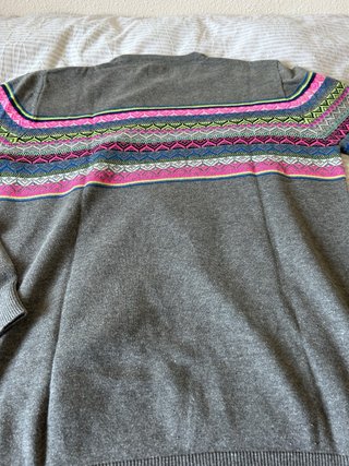Jersey gris Threadbare franja Fair Isle Talla M