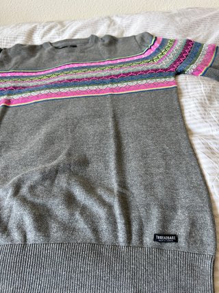 Jersey gris Threadbare franja Fair Isle Talla M
