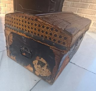 Baúl Decorativo Madera y Rattan