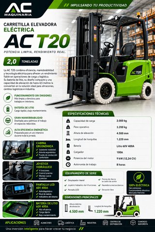 Carretilla Elevadora Eléctrica AC T20