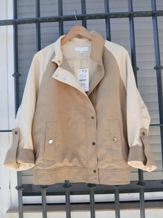 Chaqueta Zara Bomber Beige/Blanco XL