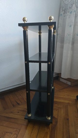 Estantería Vintage Madera Negra y Dorada