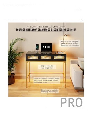 Toeletta per trucco moderna con luce e cassetti