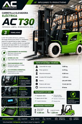 Carretilla Elevadora Eléctrica AC T30