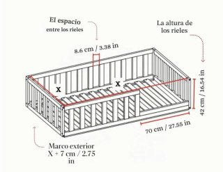 Cama de suelo infantil + colchón 120×190