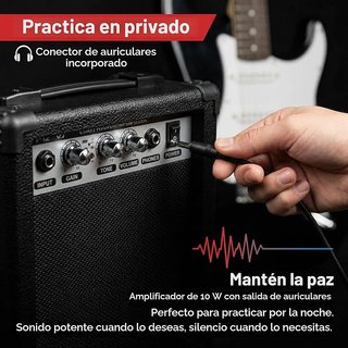 RockJam RJEG02-SK-BK - Kit de guitarra eléctrica