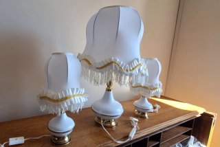 Set 3 lampade vintage bianche dorate