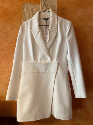 Vestido Chaqueta Zara Blanco Talla L