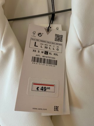 Vestido Chaqueta Zara Blanco Talla L