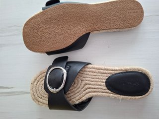 Sandalias pala esparto Lefties negra hebilla