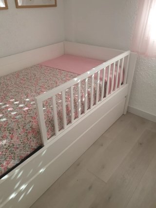 Barandilla de cama infantil madera blanca 120 x 40