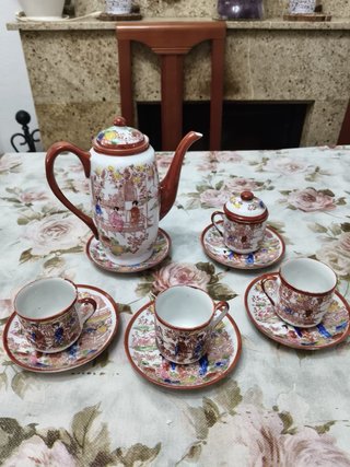 Juego de café porcelana pintada