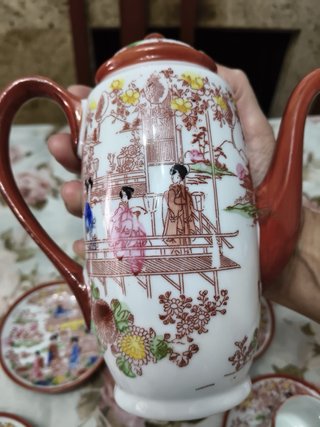 Juego de café porcelana pintada