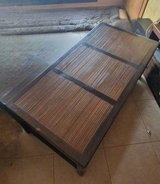Mesa de centro nogal y bambú